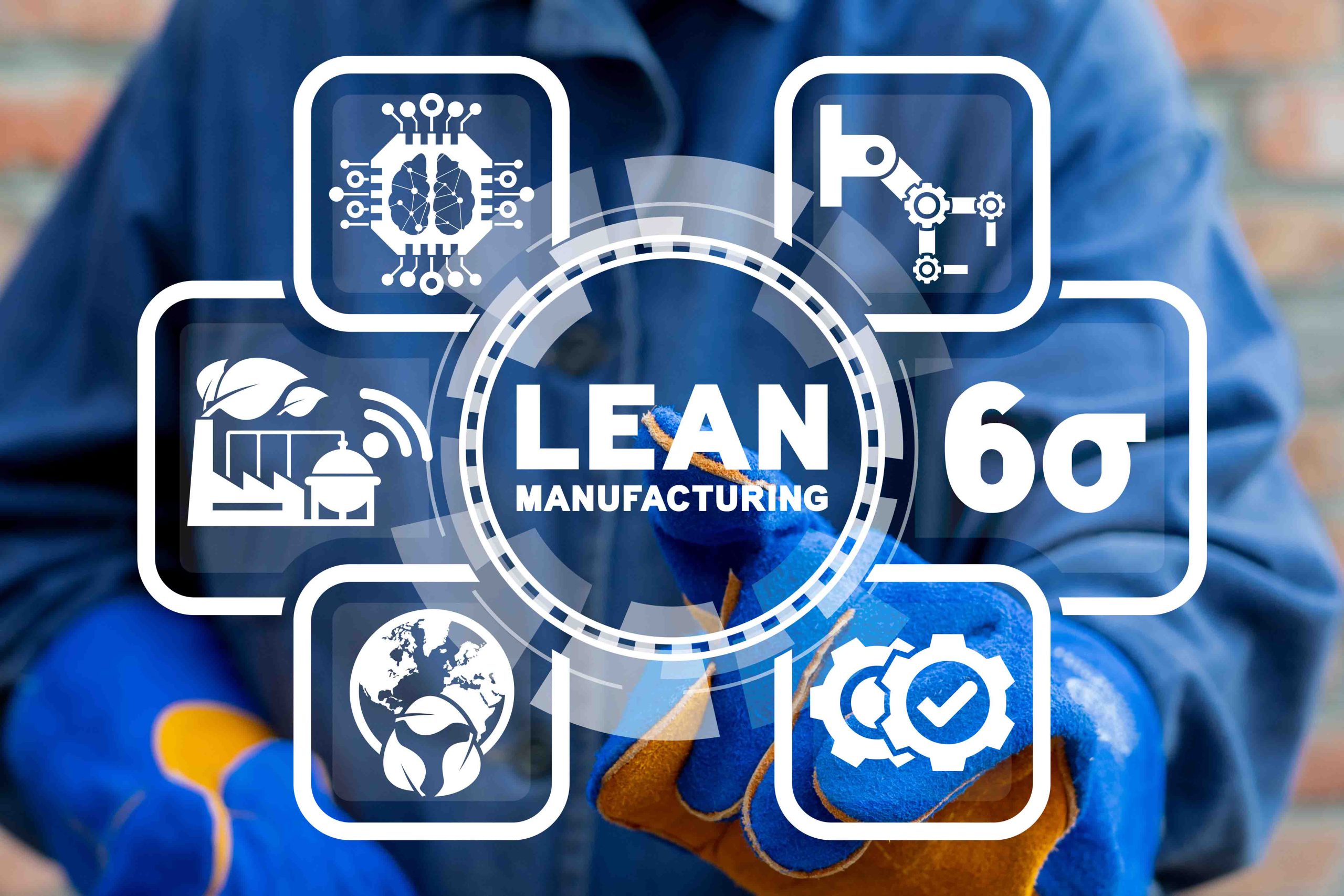 conceptual illustration of Lean Manufacturing and its integration with modern industrial principles and tools