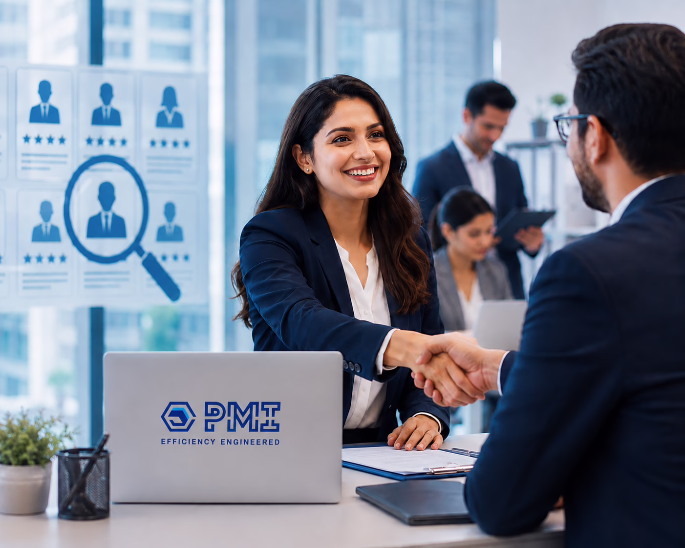 PMI's Talent Aquisition Consultant Discussing Recruitment with Client
